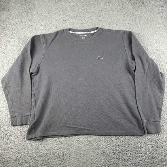 Lacoste Other - Lacoste Mens L Gray Thermal Long Sleeve Shirt Sleepwear Lounge Pajama Top